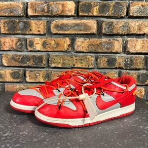 Nike Dunk Low Off-White ‘University Red’ Size 10 Pre-owned Sneakers CT0856-600
